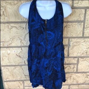 Blue & Black Tank Top Dress elastic waist 
Romper comfy Soft 
Size Large
